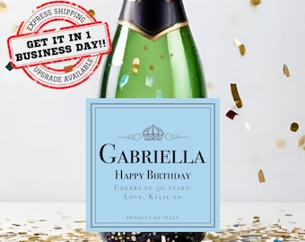 Étiquette de champagne d'anniversaire * Joyeux anniversaire personnalisé * Étiquette de bouteille de Prosecco * Cadeau pour elle * Idées cadeaux drôles et mignonnes * Personnalisé * 40 * 30 *