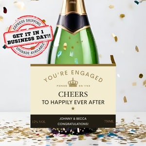 Custom Engagement Champagne Label * Personalized Engagement Gift * Wedding Gift * You're Engaged * Couple Gift * Champagne * Wine *