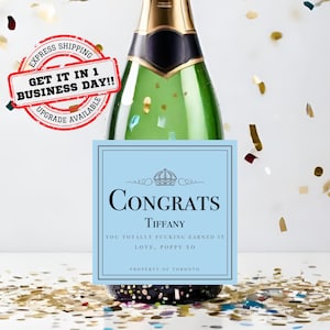 Custom Champagne Labels for Graduation and Retirement Gifts