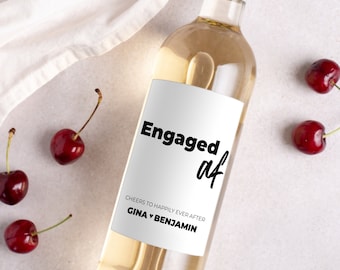 Etiqueta de vino de compromiso / Regalo de compromiso / Combina bien con compromisos / Regalo de compromiso para parejas / Tarjeta de compromiso / Regalo de novia /