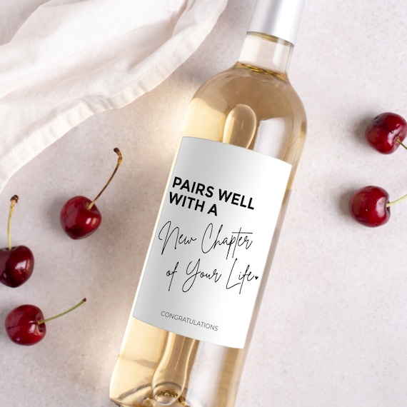 New chapter, Fresh Start, Wine Label, Gift for her, Gift for him, retirement gift, gifts for co-worker, New Job Gift, Gift for Promotion