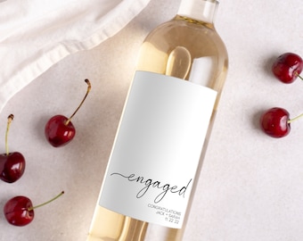 Etiqueta de vino de compromiso / Regalo de compromiso / Combina bien con compromisos / Regalo de compromiso para parejas / Tarjeta de compromiso / Regalo de novia /