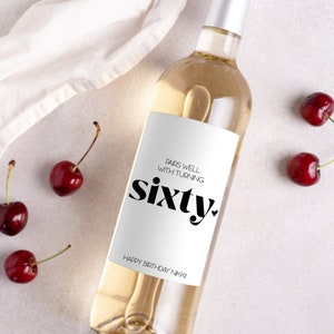 Cadeau d'anniversaire 60e champagne | Idée cadeau personnalisée joyeux anniversaire | Cadeaux d'anniversaire | Cadeau d'anniversaire pour elle | Cadeau pour lui |