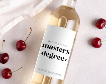 Graduation Gift | Masters Degree Graduation Wine Label | Funny Graduation Gift | Graduation Card | Gift for Her Gift for Him | Class of 2022
