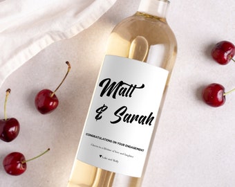 Etiqueta de vino de compromiso / Regalo de compromiso / Combina bien con compromisos / Regalo de compromiso para parejas / Tarjeta de compromiso / Regalo de novia /