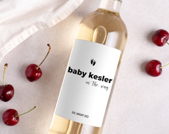 Baby Announcement Grandparent | Pregnancy Announcement Aunt | Pregnancy Reveal Wine Labels | First Baby Announcement |  Custom Wine Label |