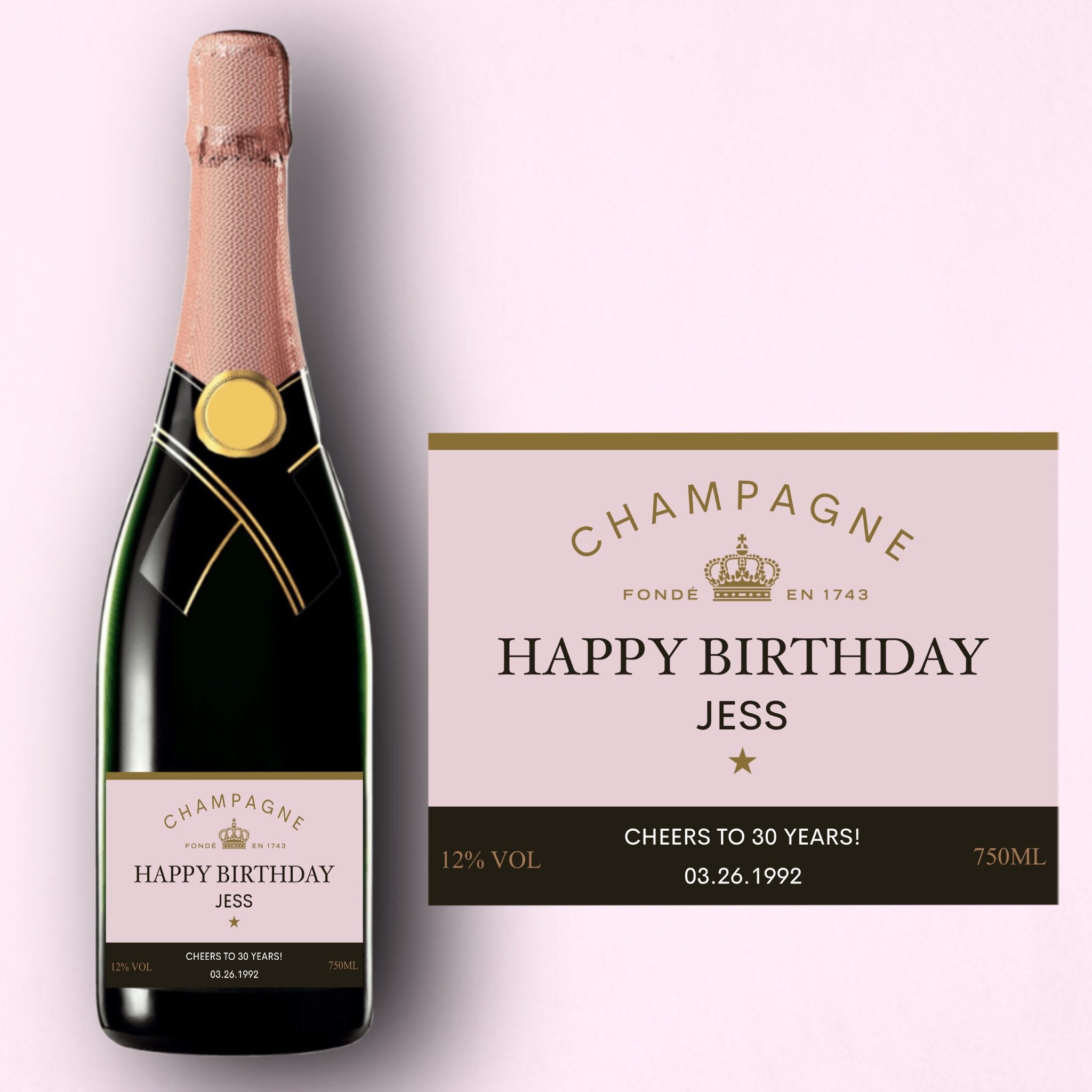 Custom Moet Chandon Champagne Bottle Label - High Quality Labels