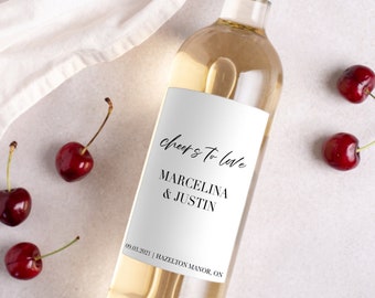 Cheers to Love Wine Label * Personalized Engagement Gift * Wedding Gift * Wedding Decor * Center Piece * Champagne * Wine * Liquor *