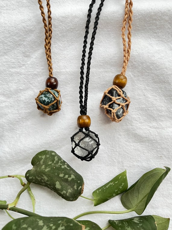 Macrame crystal pouch deals