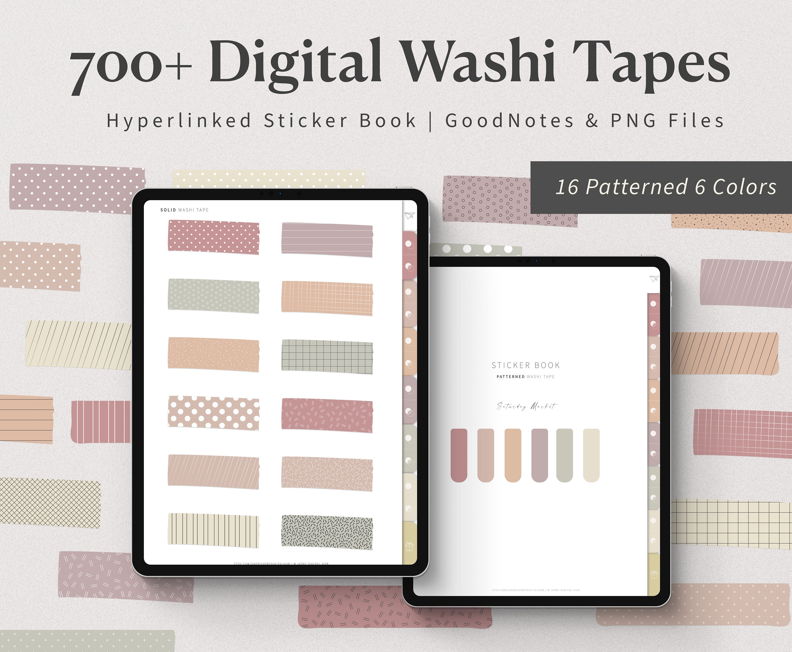 GoodNotes Washi Tape Digital Stickers for Planner Pastel Etsy