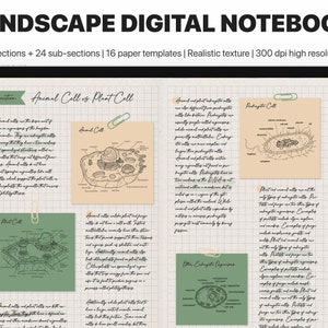 Realistic Digital Notebook | GoodNotes Notebook | Realistic Textures | Landscape | Hyperlinked Digital Notebook | Minimalist Notebook