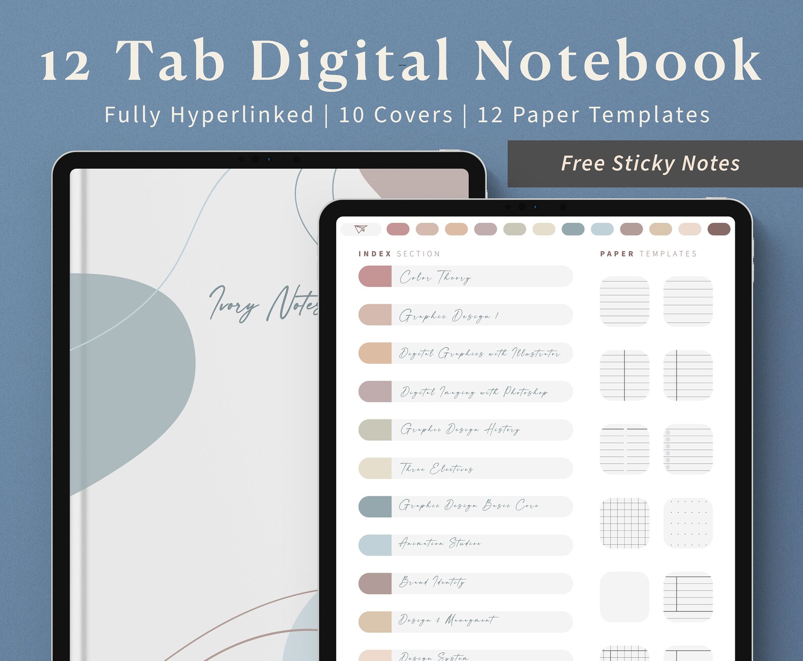 Digital Notebook 12 Hyperlinked Tabs for GoodNotes Etsy