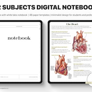 Digital Notebook, Digital Notebook Minimalist, Hyperlinked Digital Notebook, Digital Notebook for GoodNotes, Digital Notebook Student