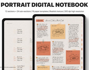 Digital Notebook, Digital Note Taking, Digital Notebook Realistic, Notability Notebook, GoodNotes Notebook, Xodo Digital Notebook with Tabs