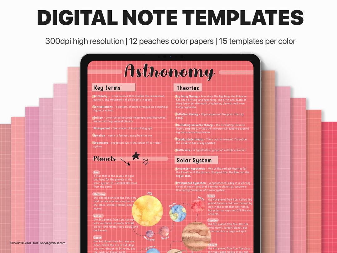 Digital Note Taking Template, Digital Notepad, Note Taking Template