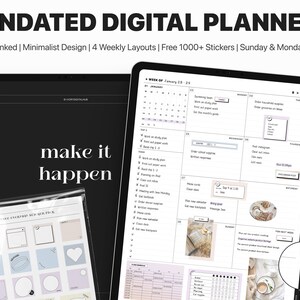 Digital Planner Undated, iPad Planner GoodNotes, Simple Digital Planner, GoodNotes Planner Template, Minimalist Planner, Portrait Planner