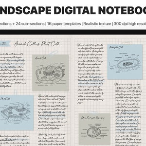 Realistic Digital Notebook | GoodNotes Notebook | Realistic Textures | Landscape | Hyperlinked Digital Notebook | Minimalist Notebook