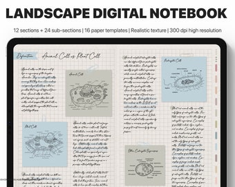 Realistic Digital Notebook | GoodNotes Notebook | Realistic Textures | Landscape | Hyperlinked Digital Notebook | Minimalist Notebook