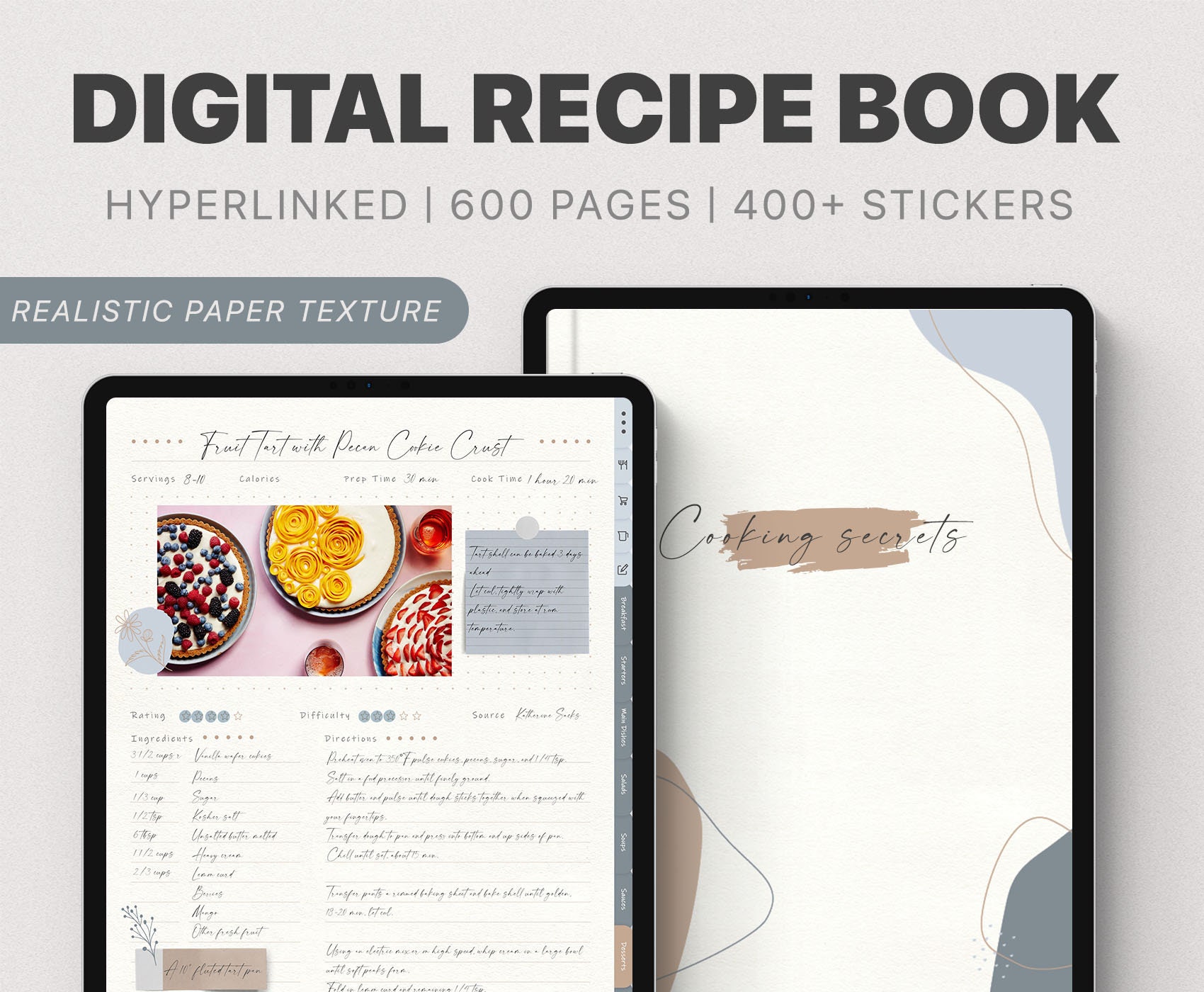 Digital Recipe Book Digital Cookbook Digital Recipe Planner Etsy