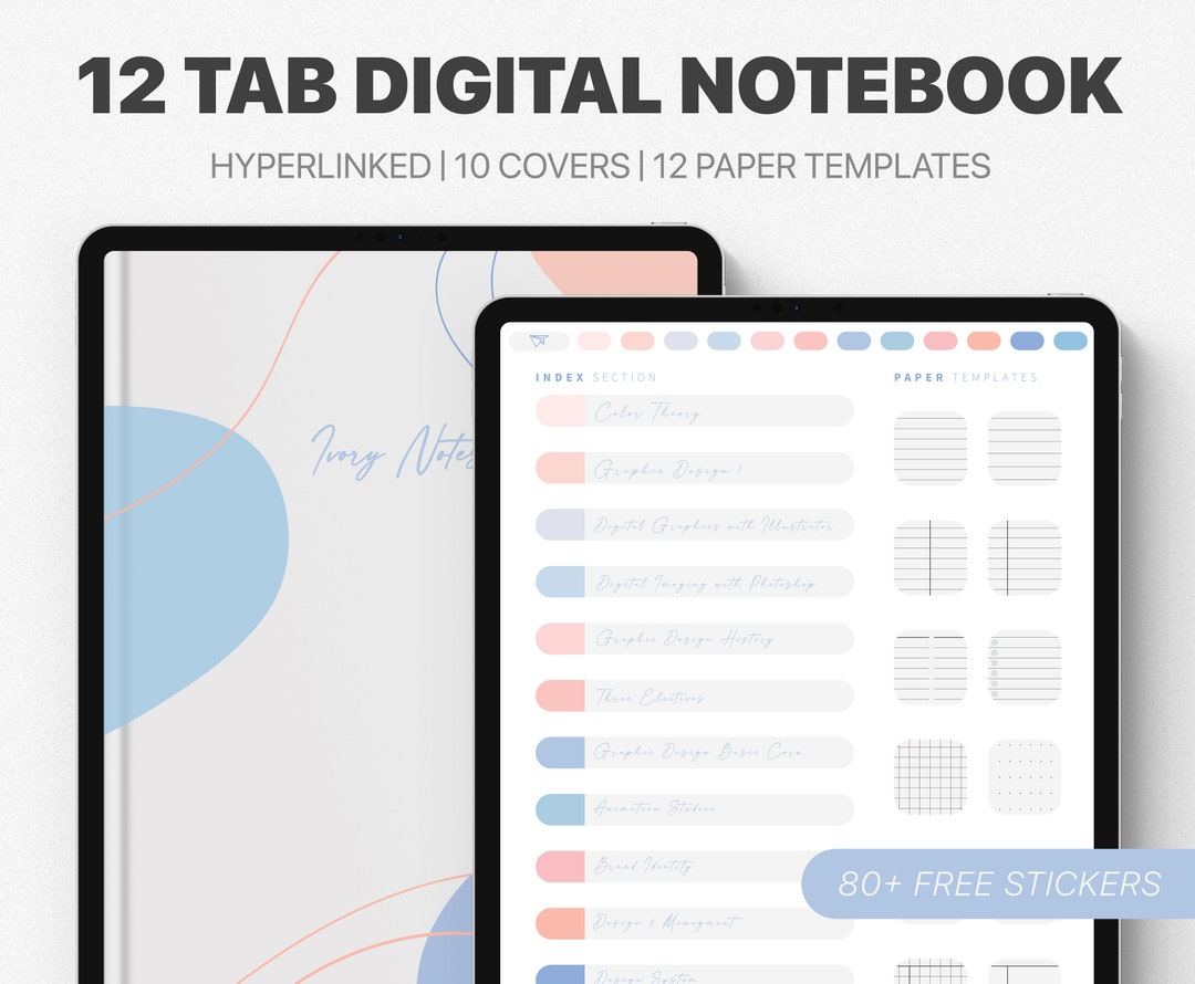 Digital Notebook 12 Hyperlinked Tab, Digital Notebook With Tab, Digital