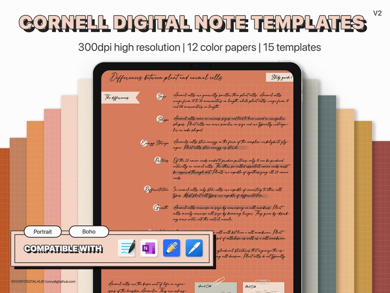 Digital Note Paper Digital Writing Paper Digital Note Taking Etsy