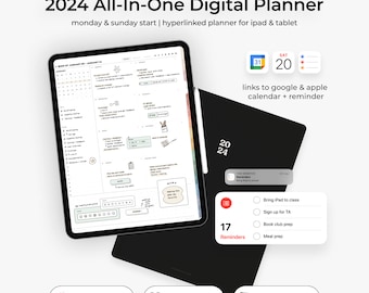 2024 Digital Planner, Digital Planner, GoodNotes Planner, iPad Planner, Portrait Planner, Dated digital planner, Notability planner