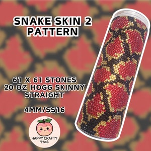 ss16 II Snake Skin Red 2 Rhinestone Pattern  ~ 20 oz. Skinny Straight ~ 61 Stones Wide ~ 4mm/SS16 ~ Tumbler Pattern- MY DESIGN