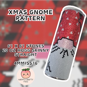 Xmas Gnome Tumbler Pattern: 20 oz Skinny Straight, 61 Stones (Digital Download)