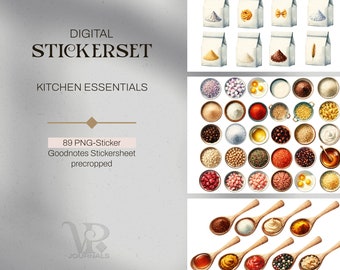 Clipart - Digital Sticker Kitchen Essentials - 89 PNGs and Goodnotes File for digitale Planning
