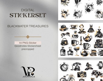 Digital Sticker Set "Backwater Treasures" - PNG Graphics - Vintage Elements for Digital Journal