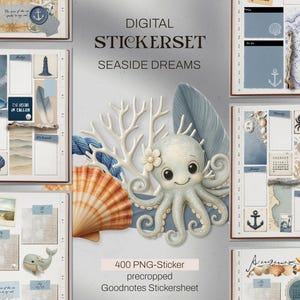 Maritime Digitale Planer Sticker "Seaside Dreams" - PNG Grafiken für digitales Planen