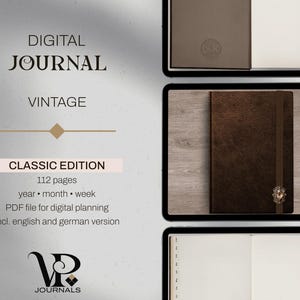 Digital journal vintage style - undated | year | month | week | notes