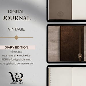 Digital Journal DiJo &quot;Vintage Year&quot; Calendar Tabs | Notebook | Planner | German & English | undated