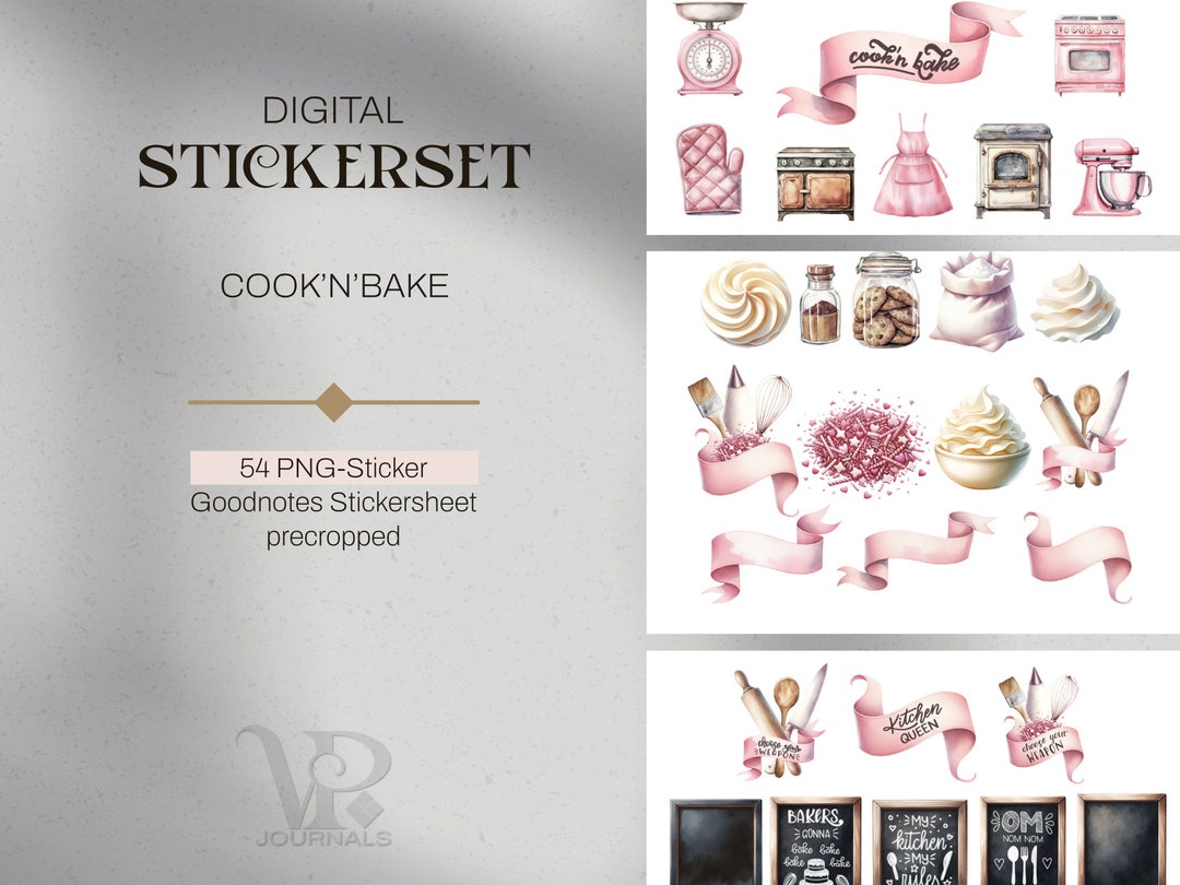 Cooking & Baking Digital Stickers | 54 PNG Planner Stickers for ...