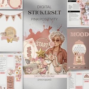 Digitale Planer Sticker "Pink Positivity" - PNG Grafiken für digitales Planen
