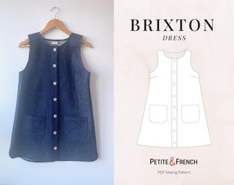 Patrón digital de vestido peto Brixton, patrones de costura en PDF para mujer