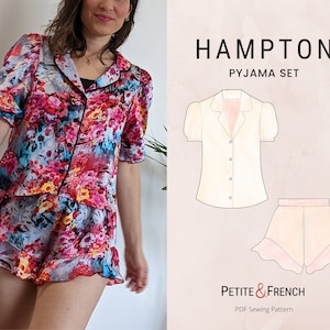 Hampton Ruffle Pyjama Shirt and Shorts Set Sewing Pattern | Digital PDF printable patterns | Instant Download