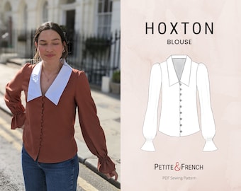 Patrón de costura para blusa Hoxton / Patrón digital imprimible en PDF / Descarga instantánea