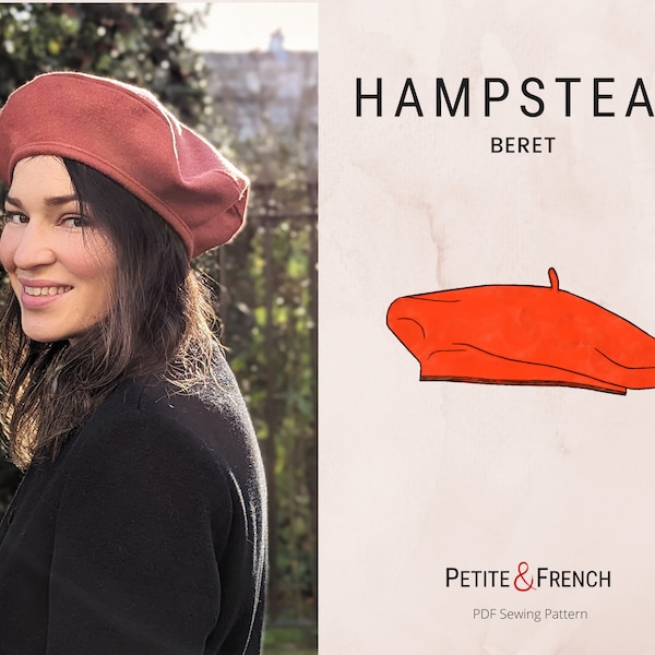 Hampsted Beret Hat Schnittmuster | Digitale PDF druckbare Muster | Sofort Download