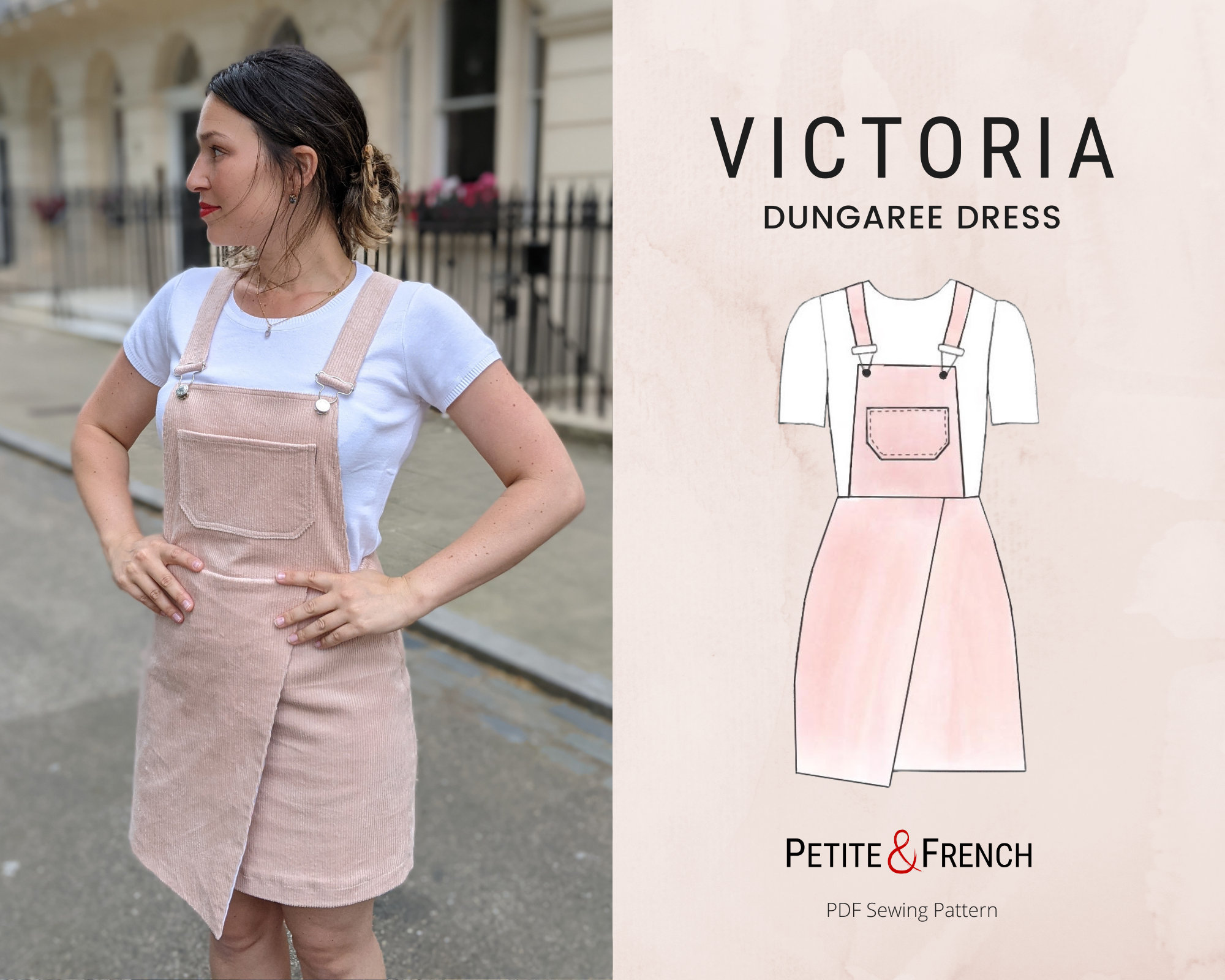 Victoria Dungaree Dress Pinafore Sewing Pattern Digital PDF