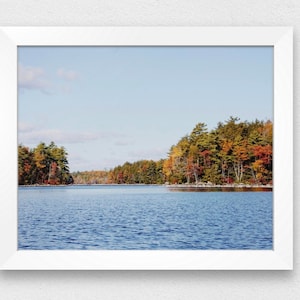 Maine Lake Sebago & Foliage, Digital Print, Wall Art