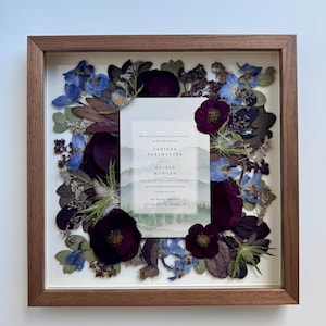 Pressed Bridal Bouquet with Invitation | Preserved Wedding Bouquet | Framed Wedding Flowers | Bouquet Keepsake | Bridal Bouquet Preservation image 4
