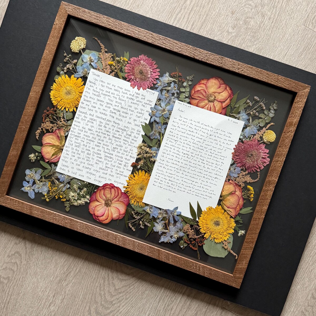 Pressed Bridal Bouquet With Vows | Bridal Bouquet Preservation