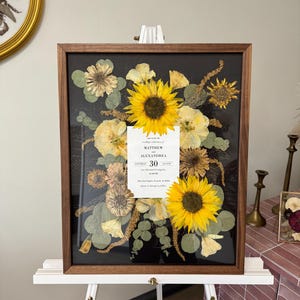 Pressed Bridal Bouquet with Invitation | Preserved Wedding Bouquet | Framed Wedding Flowers | Bouquet Keepsake | Bridal Bouquet Preservation image 3