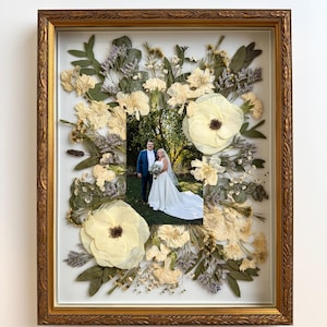 Pressed Bridal Bouquet with Invitation | Preserved Wedding Bouquet | Framed Wedding Flowers | Bouquet Keepsake | Bridal Bouquet Preservation image 5