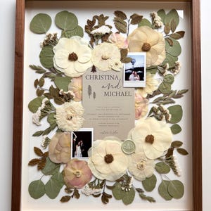 Pressed Bridal Bouquet with Invitation | Preserved Wedding Bouquet | Framed Wedding Flowers | Bouquet Keepsake | Bridal Bouquet Preservation image 2