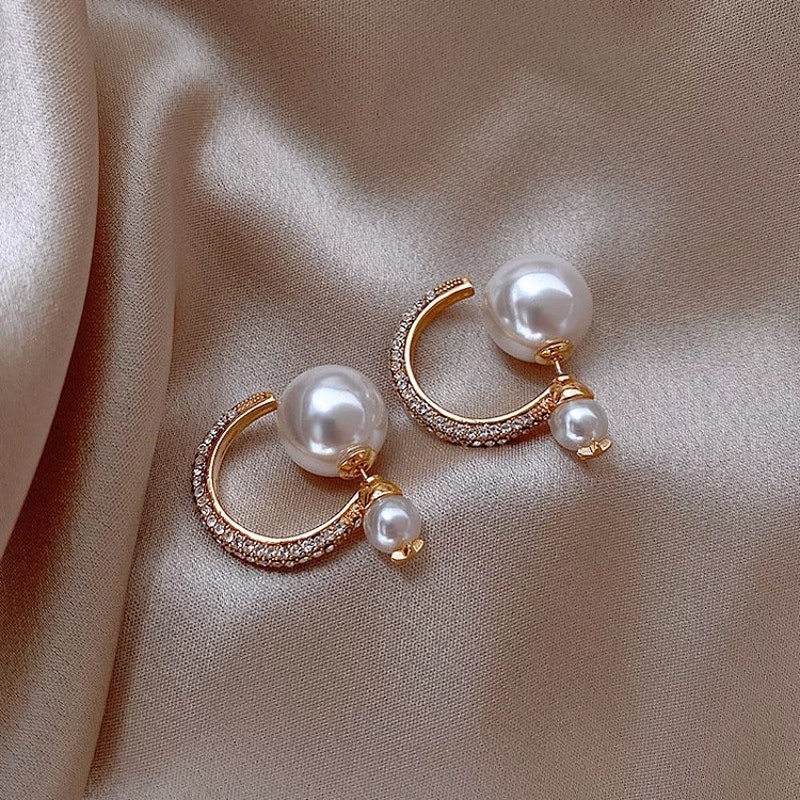 Pearl Double Post Earrings main image 0