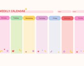 Kids Weekly Calendar / Cute Colorful Printable Children's - Etsy
