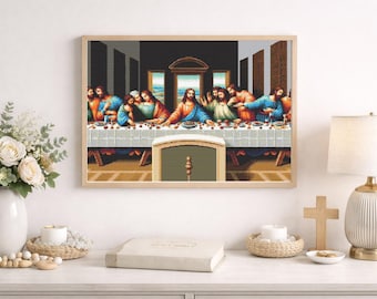 Last Supper Cross Stitch Pattern | Leonardo da Vinci Inspired Biblical Art (PDF Download)