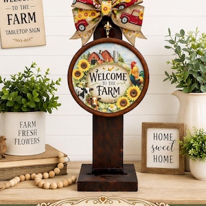 Farmhouse Welcome Sign with Post Stand | Interchangeable Seasonal Farmhouse Decor
